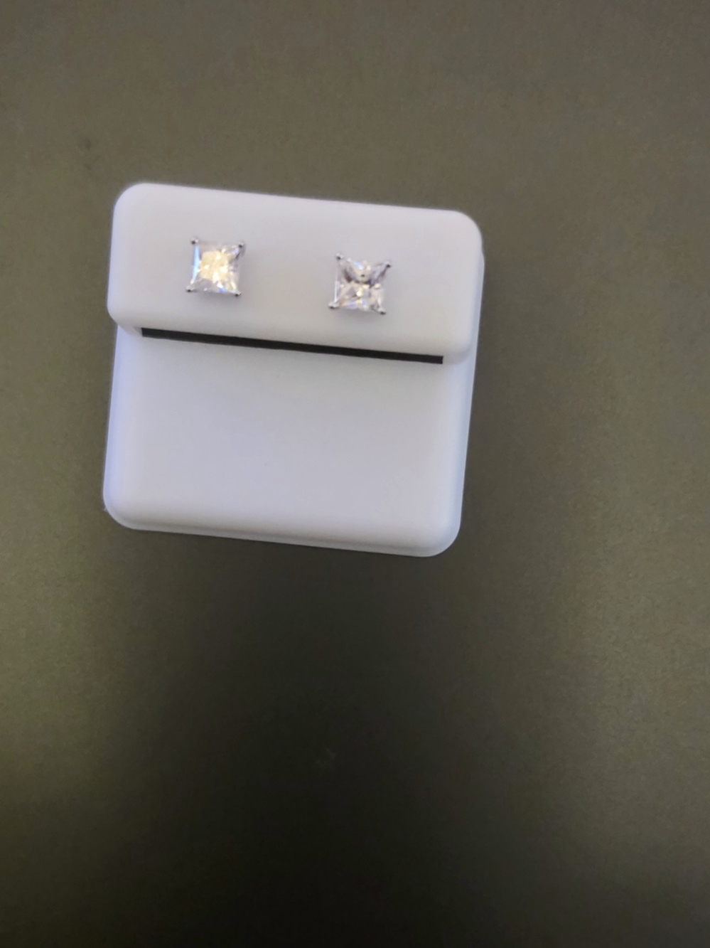 Sterling Silver Square-Cut Clear Crystal Stud Earrings Screw Back